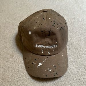 SORRYIMBUSY spray paint khaki canvas adjustable hat